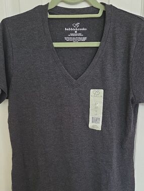Bobbie Brooks Dark Charcoal V-Neck Tee